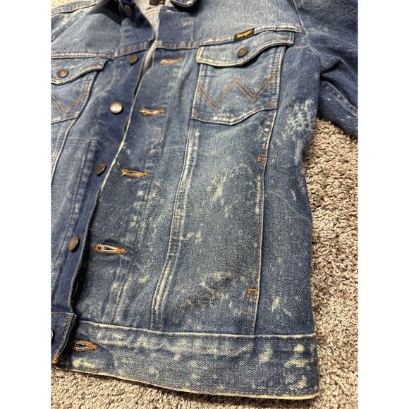 Wrangler Small Jean Jacket Denim Trucker Multi-Pocket Western Cowboy Bleached - Picture 3 of 16